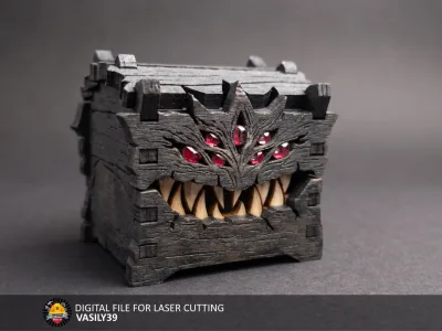 Mini mimic 00305 – mimic chest with red eye and sharp teeth