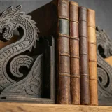 Bookend 00284 – bookends with books, angled view