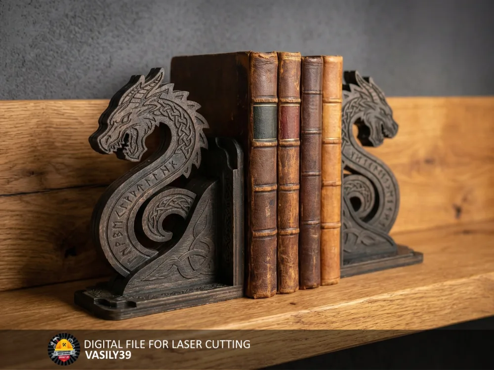 Bookend 00284 – dragon bookends holding books on a shelf