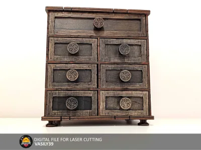 Chest of drawers 00246 – Tarot chest of 7 drawers, front view