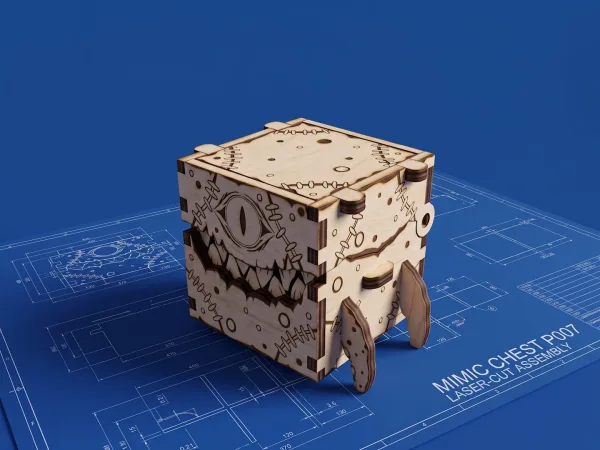 Mimic chest P007 – mimic chest with eyes and teeth, 3D render