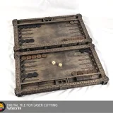 Viking backgammon 00311 open, laser cut playing board with checkers and dice