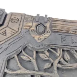 Knotwork corner and engraved runes of the Viking backgammon case