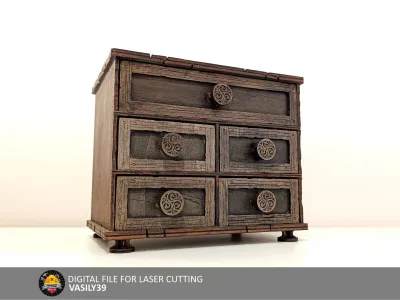 Chest of drawers 00245 – Tarot chest of 5 drawers, front view