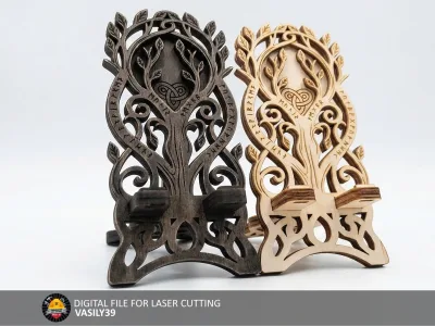 Phone stand 00282 – rune and Celtic phone stand, painted and unpainted