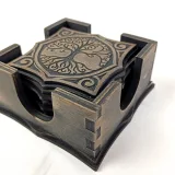 Coasters Set 00278 – holder with coasters, angled view