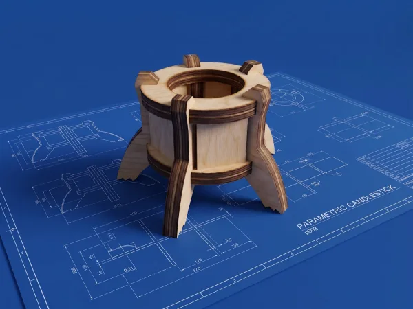 Parametric candlestick p003 – Gothic claw-foot candlestick, 3D render