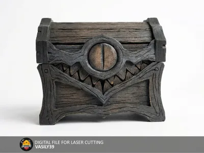 Mimic chest 00266 – mimic chest with angled sides, front view