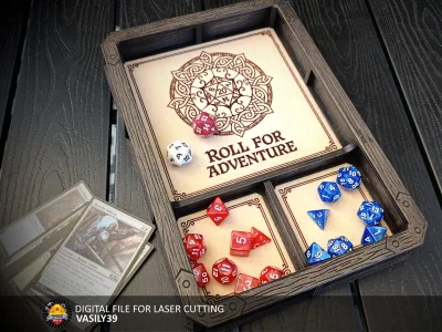Dice tray 00256 – Celtic d20 dice tray with felt mat