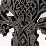Layered Celtic knot trunk and branches of the Tree of Life phone stand, side close-up