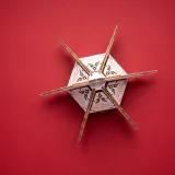 Top view of the Christmas tree box showing the hexagonal box and six fins arranged in a star shape