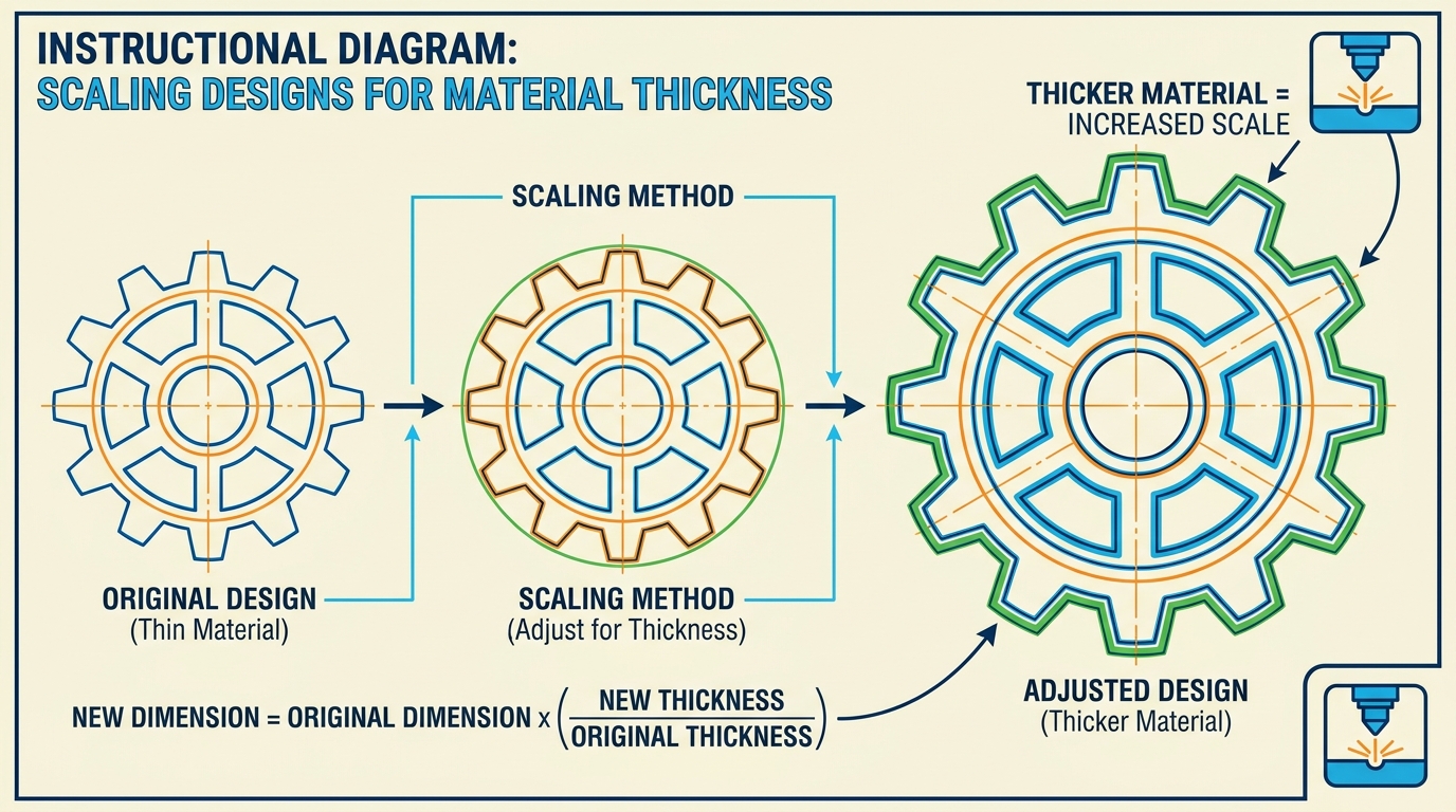 How to Resize Laser Cutting Designs for Different Material Thickness (Scaling Method)