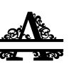 00062_scr3 Split Letter Monograms Swirls 26 vector letters 00062