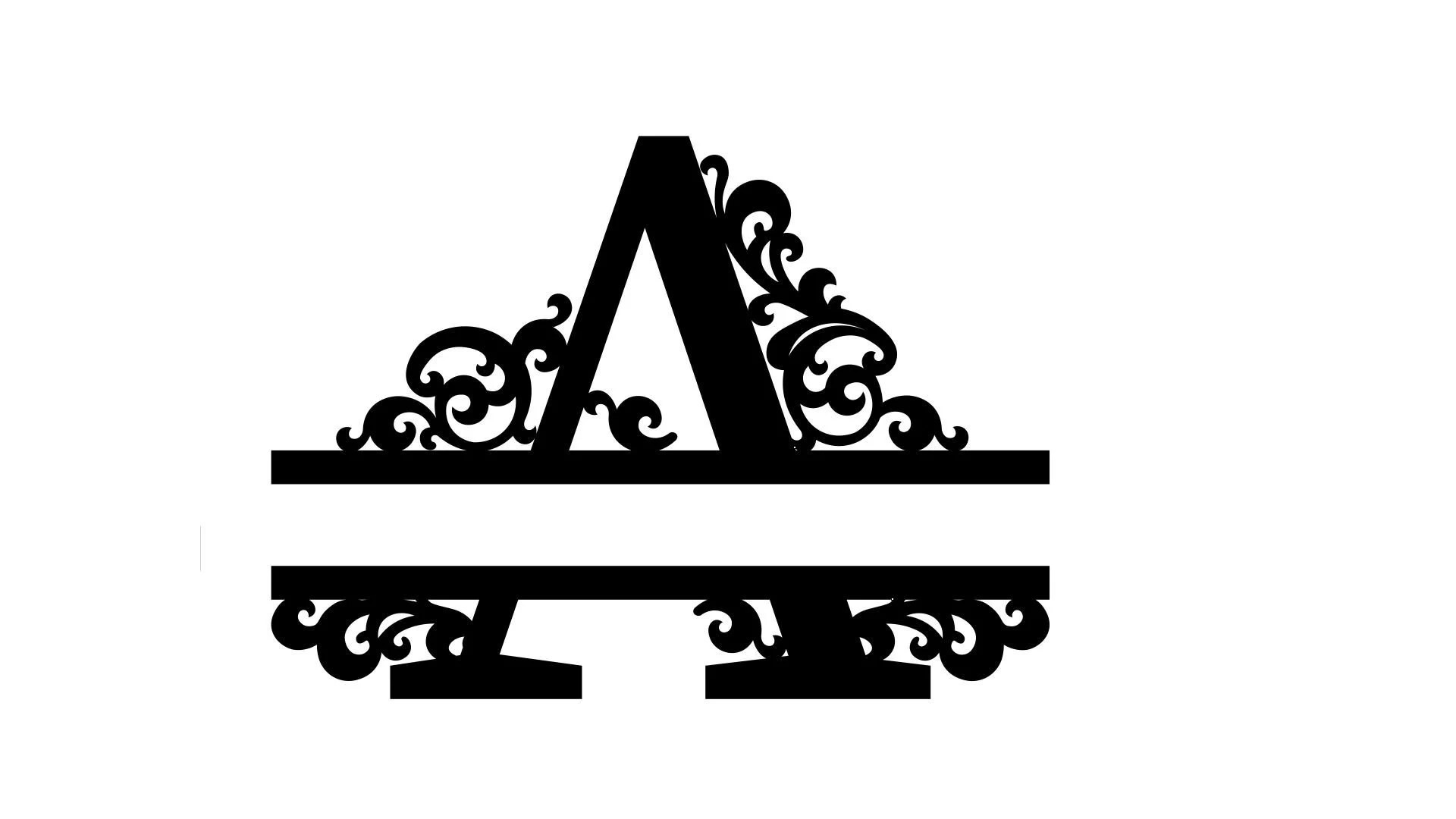 00062_scr3 Split Letter Monograms Swirls 26 vector letters 00062